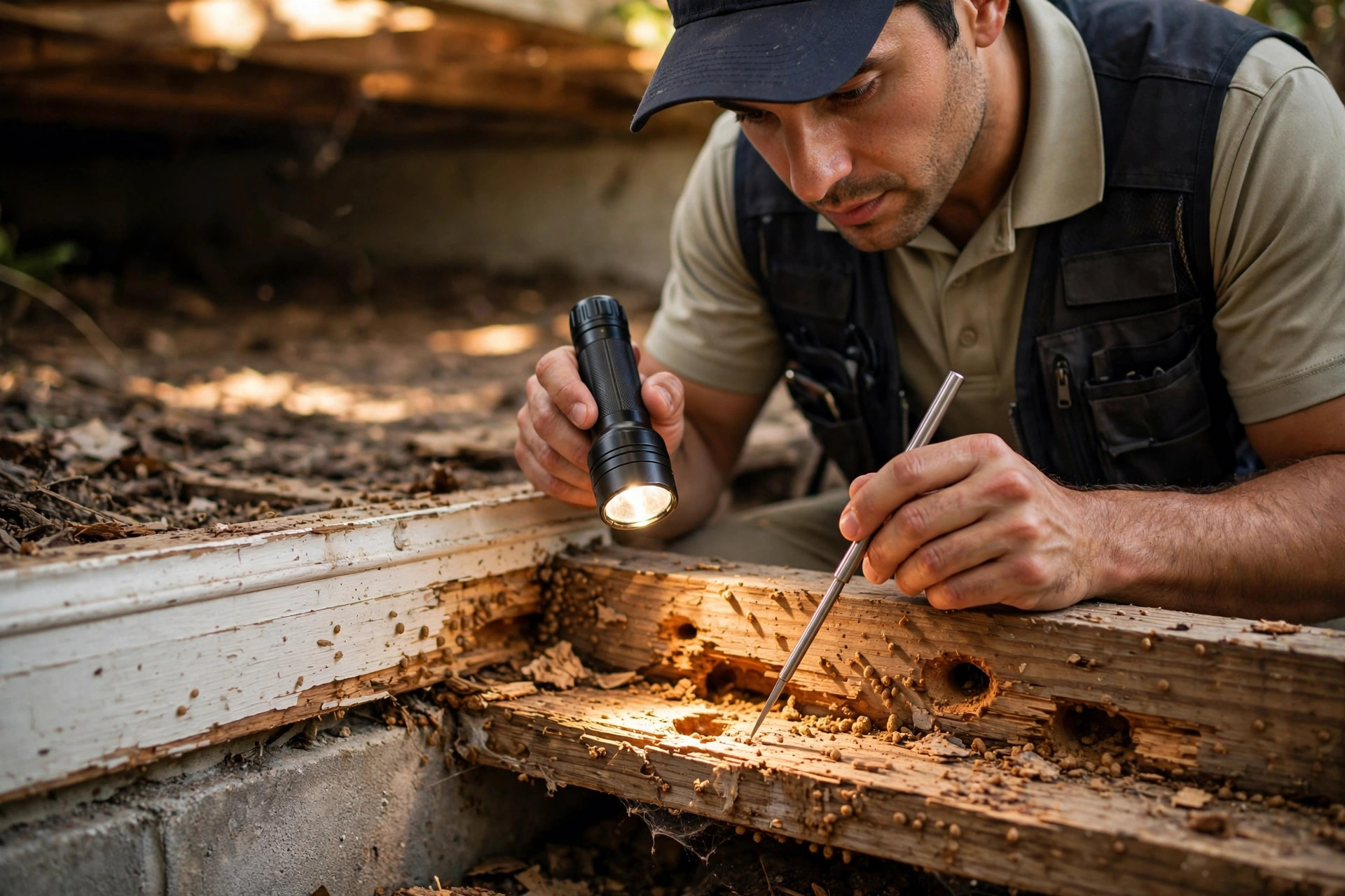 Illustration of termite control treatment in a Central Florida home