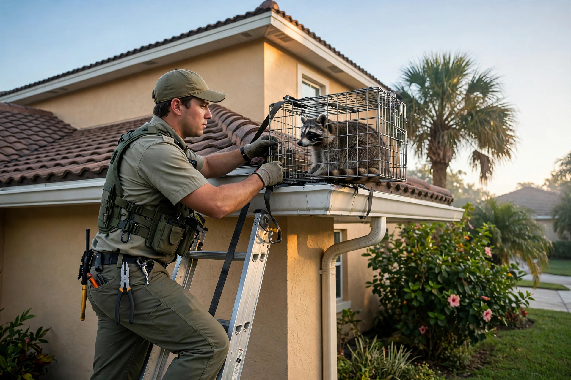 Illustration of wildlife removal treatment in a Central Florida home